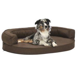 ergonomisk hundeseng 75x53 cm hør-look brun